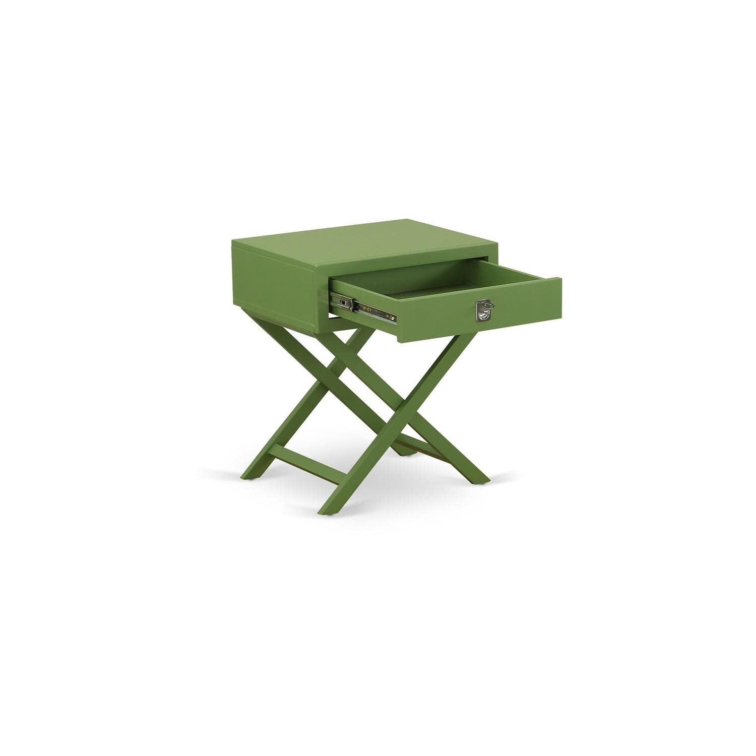 East West Furniture Hane12 One Piece Wonderful Hamilton Side Table Bedroom With Drawer, 1-Pack, In Clover Green Finish